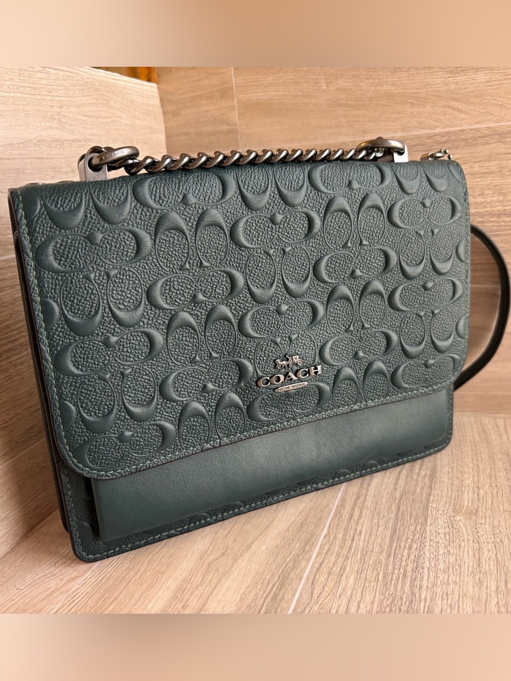 Coach Klare Crossbody Shoulder Handbag Signature Leather Emerald Green